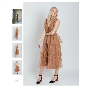 Women’s Piper and Scoot Charlotte Chiffon Tank Midi Dress in Mocha